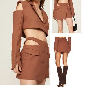 NWOT FOR LOVE AND LEMONS ALYSA MINI SKORT SHORTS IN BROWN SIZE S
